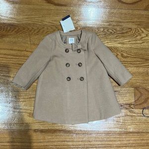NWT Gap Baby Girls Camel Peacoat w Bow Detail
